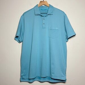 Tori Richard Honolulu Mens Polo Shirt Large Blue Moisture Wicking Active Golf